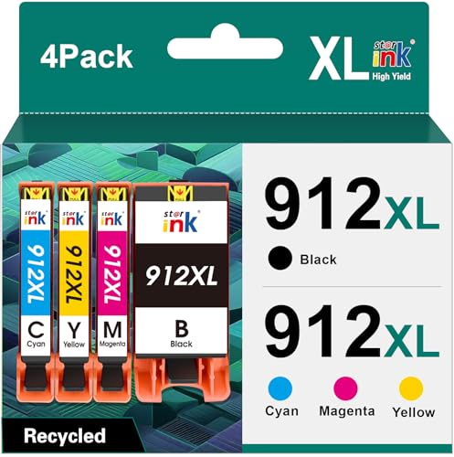 Starink 912 XL Kompatibel für HP 912 Druckerpatronen 912XL Multipack für HP OfficeJet Pro 8022 Patronen,8020, 8023, 8024, 8025, HP OfficeJet 8010, 8014, 8015, HP officejet 8012 Patronen,4er Pack