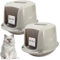 2X Katzenklo mit Deckel Katzentoilette Katzen WC Hauben Toilette Klo Aktivkohlefilter grau Design Doppelpack Sparpaket