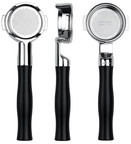 Normcore Silm Naked Porte-filtre sans fond 58 mm compatible avec E61 Group Head, ECM, Rocket, Sanremo, Synesso, Slayer, VBM, poignée en aluminium anodisé noir, panier de 18 g