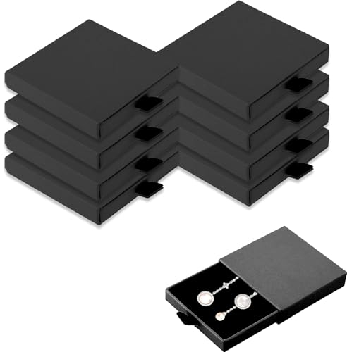 Kapokr 8 Stück Schmuckschatulle Geschenkbox für Schmuck Schmuckbox Klein Schmuck Verpackung Schmuckdose für Hochzeit Valentin Armbänder Halsketten Ohrringe Ringe Geschenk(Schwarz)