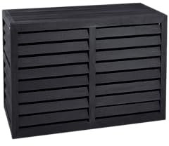 EVOLAR Evo-Cover Abdeckung/Verkleidung für Klimaanlage und Wärmepumpe für Außengerät Garten Balkon – Schutzgitter/Sichtschutz aus WPC mit Lamellen – Modell: XS, Farbe: CHARCOAL GREY
