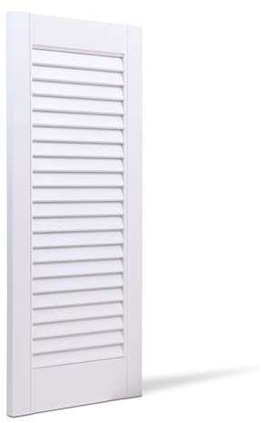 Bortaberg Louvre Door, Pine Wood, Vented Open, Natural or White Color, Slatted Wardrobe Doors, Internal Louvre Cupboard Doors, Various Sizes (White, 2013mm (79'') x 294mm (11.6''))