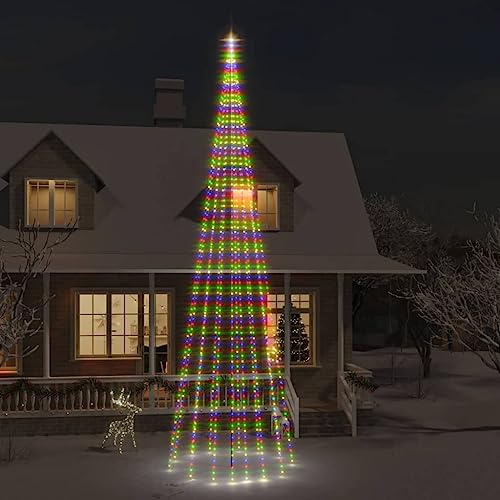 led lichterkette batterie,kleine lichterkette für geschenke,LED-Weihnachtsbaum für Fahnenmast Mehrfarbig 1134 LEDs 800 cmGeeignet für Patio, Schlafzimmer, Wohnzimmer, Weihnachten