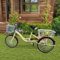 High Carbon Steel Tricycle, Pedal Adult Mobility Bike Pedal Bike, Lightweight Adult Tricycle Mit GemüSe Korb Hinten Korb, 6 Speed Tricycle 20 Zoll RäDer Vorne Und Hinten Trommelbremsen (Beige)