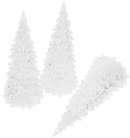 OFFSCH 3 Pièces Arbre De Noël Brillant Décor Lumineux Intérieur Signe De Table Petites Figurines De Sapin Mini-Arbre Transparent Acrylique