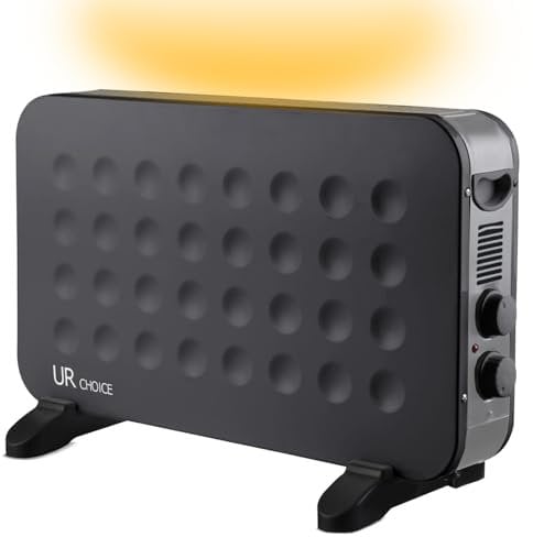 UR CHOICE 2000W Portable Electric Convector Heater - 3 Adjustable Heat Settings(750W/1250W/2000W), Overheat & Tip-Over Protection - Silent Operation, Freestanding, Ideal for Home/Office (DESIGN-BLACK)