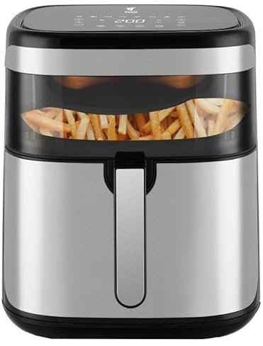 Thulos - Freidora de aire - 10 litros de Capacidad Extra Grande, Horno Aire Caliente,Plancha y Grill, Pantalla LED Táctil, 9 Programas Predefinidos,Protección NTC,Temporizador, TH-FR1010