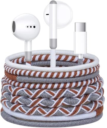 URIZONS Auricolari In-Ear USB C con Microfono e Controllo del Volume, Cavo Intrecciato Colorato, Antigroviglio e Resistente allo Sporco, Compatibili con iphone 15/16 e Altri Smartphone con Porta C