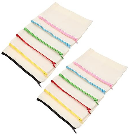 STOBOK 12st Federmäppchen Aus Leerem Segeltuch Kosmetische Reisetasche Kosmetiktasche Mini-Einkaufstasche Beutel Klare Stadiontasche Reißverschlusstasche Für Kleine Stifttasche Taschen