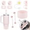 9PCS Straw Stopper, Cup Accessories Set for Stanley, Food Grade Silicone Spill Proof Stopper Set Suit for 40oz & 30oz Cups, Silicone Boot Tumbler, Water Cup Spill Plug, Straw Protector Plugs (Pink)