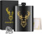 8oz/237ml Flasque de Poche en Acier Inoxydable, Motif de Tête de Cerf Dorée, avec Entonnoir, Carte de Voeux et Boîte Cadeau, Portable Étanche Flasque, pour Camping, Randonnée, Activités de Plein Air