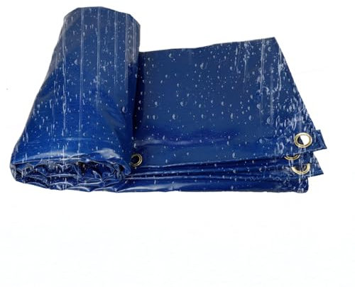 Moubhjd Lona Impermeable Exterior, Toldo Reforzado PVC 400 g/m² Protección contra UV, con Ojales de Acero Inoxidable para Leña, Muebles, Jardín, Piscinia, Vehículos(Color:Azul,Tamaño:4mx4m)