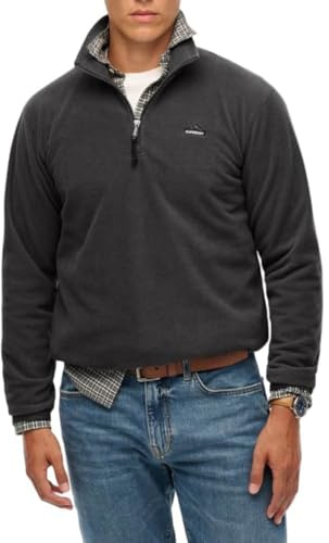 Superdry Mens Polar Fleece Half Zip Charcoal (UK, Alpha, L, Regular, Regular, Charcoal)