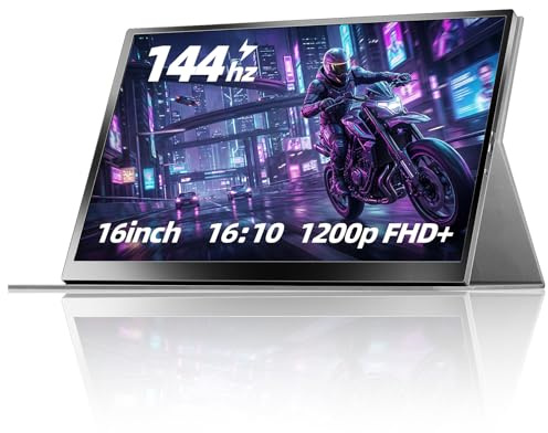 ZefcS - Monitor portátil para juegos de 16 pulgadas, 144 Hz, 1920 x 1200 FHD+ USB-C, HDR IPS segunda visualización para laptop, MacBook Pro, PC, PS5 Xbox Switch