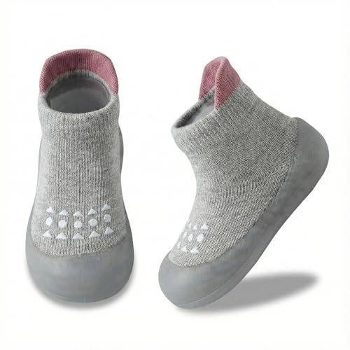 AniKigu Baby Sock Shoes Toddler Walking Shoes Infant Non-Slip Slippers with Soft Rubber Sole Baby Boys Girls Sneakers 6-9 Moths