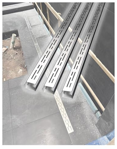 Caniveau Exterieur Lot de 3 caniveaux de Drainage en béton for allée, Douche en Acier Inoxydable argenté, allée de Jardin, terrasse, Cour, Drain linéaire, émetteur de Drainage(3.5x3cm(1.4x1.2in))