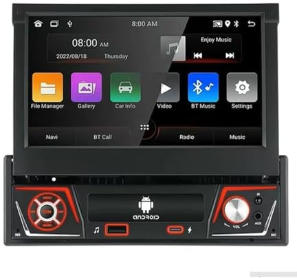 Radio de coche 1 Din Android 12 GPS con pantalla retráctil