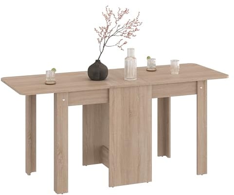 KOMTO Esstisch Klappbar – Klapptisch Sonoma Eiche, Küchentisch für 2-4 Personen, Ausklappbarer Tisch für kleine Räume | Dining Table MOVA 163 x 60 x 72,6 cm