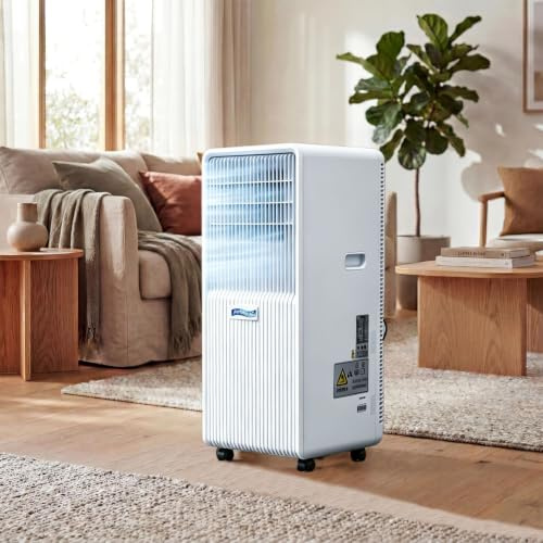 Climatiseur portable Air Pro 4-en-1 12 000 BTU avec télécommande Wi-Fi intelligente, minuterie 24 h et kit de ventilation pour fenêtre. Unité de climatisation mobile puissante pour la maison ou le bu
