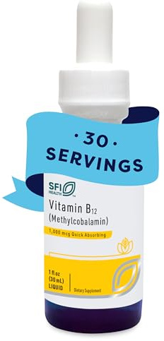 Klaire Labs SFI Health Vitamin B12 Liquid Drops 1mg - Methyl B12 Drops, 1000mcg Active Methylcobalamin - Liquid Delivery for Efficient Absorption - Hypoallergenic (30ml / 1 fl oz)