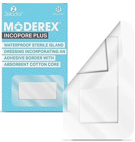Sterile Self Adhesive Waterproof Island Dressing Latex Free with Transparent Border and 100% Cotton Absorbent pad x 25 (9cm x 15cm x 25)