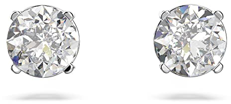 Swarovski Stilla Attract Ohrstecker, Rund, Klein, Weiss, Rhodiniert