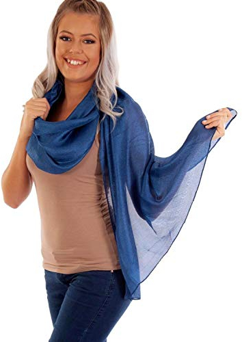 DOLCE ABBRACCIO by RiemTEX ® Schal Damen PRIMA DONNA Stola Tuch aus Wildseide in dunklem Blau Tücher in 31 Unifarben Halstücher Seidentuch Schals Damen Halstuch Seidenschal (Dunkelblau)