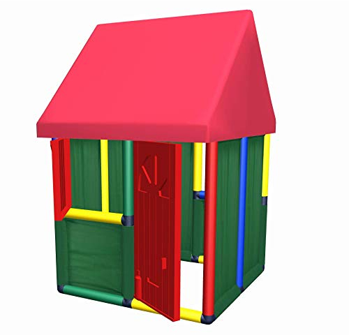 move and stic Spielhaus für Kinderzimmer Indoor und Outdoor Gartenhaus - Kinderspielhaus perfekt zum Ergänzen oder um mit MoveAndStic zu starten (Spielhaus mit Fenster Tür und Stoffdach)