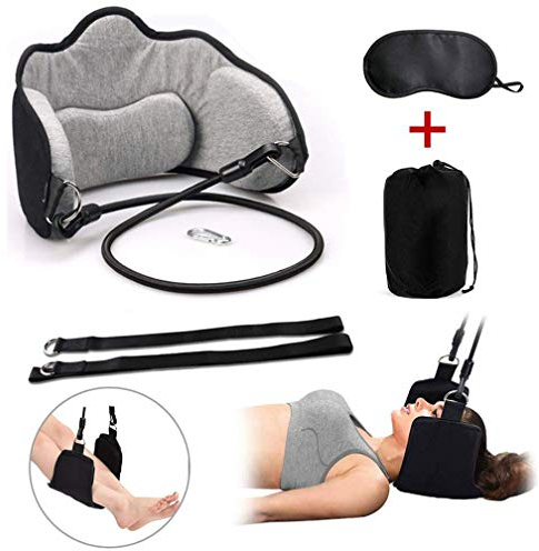 Hängematte für Nacken, Tragbares Halswirbel-Traktions-Gerät zur Schmerzlinderung von Nacken Schultern Muskelschmerzen, Memory-Schaum Nackenentspannung Massagegerät mit Augenmaske, für Büroangestellte