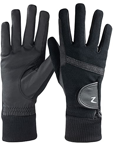 HORZE Damen Winterhandschuhe, Reiterhandschuhe mit Stretch und Glitzer, Schwarz, 6