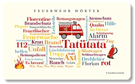 Frühstücksbrettchen Feuerwehr Wörter