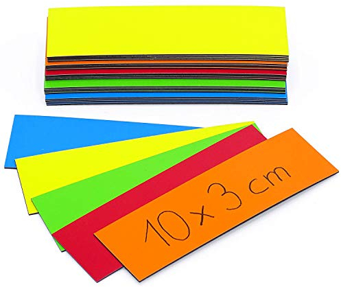 25 farbige Magnet-Etiketten I 10 x 3 cm I je 5 Streifen pro Farbe I mag217