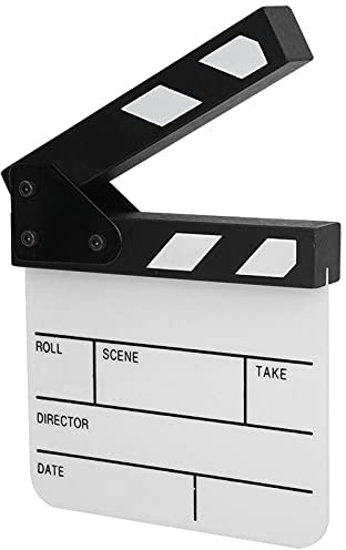 fasient Filmklappe,15x16.5x5cm Regieklappe Clapperboard Wasserdichtes Szenenbrett für Filmen Video Requisiten Familiendekoration Werbung DIY-Video,beschriftbar