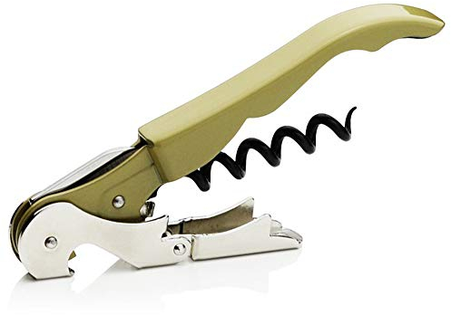 PULLTAP'S GENUINE Classic 500 Verde Oliva - Sacacorchos de camarero para uso profesional - Fabricado en España - Incluye doble palanca articulada, navaja cortacápsulas y abrebotellas
