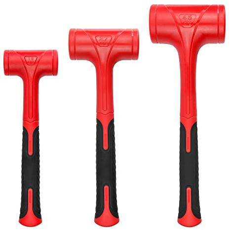 YIYITOOLS YY-3-013 - Set di 3 martelli, 453,6 g (0,5 kg), 765,4 g (0,7 kg), 1,275,7 g (1,4 kg), design antiurto, nessun rimbalzo, rosso e nero, nero, rosso