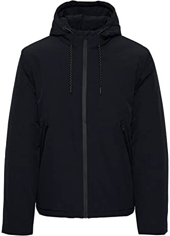 Blend 20712484 BHOuterwear Herren Übergangsjacke Herrenjacke Jacke Kurze Winterjacke mit Kapuze, Kordelzug mit Muster Regular Fit, Größe:XL, Farbe:Black (194007)