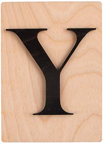 Rayher Holz Buchstabe Y, FSC Mix Credit, Holzfliese 10,5x14,8cm, 3D-Buchstabe Y in schwarz, 3mm starker Holzbuchstabe auf 4mm starker Holzfliese, 63116576
