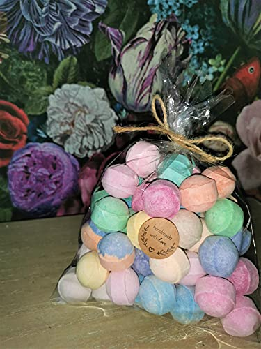 Mrs Bumblebaths 50 Mini Scented Bath Bombs Marbles Chill Pills Fizzes Fizzies Blasters Gift Wrapped Mother's Valentine's Day