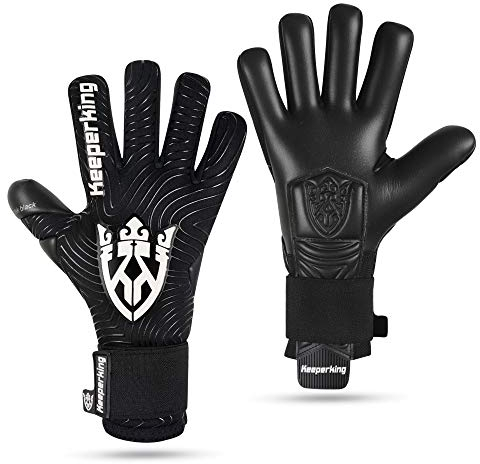 Keeperking Torwarthandschuhe für Erwachsene Fußballhandschuhe Herren Innennaht Profi Grip 4mm Fester Sitz Unisex Jonior (10,Schwarz-Neg)