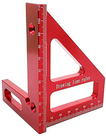 3D-Mehrwinkel-Messlineal, 45/90 Grad Winkel Zimmermannswinkel, T-Lineal, Aluminiumlegierung Anschlagwinkel, Holzbearbeitung, Quadratischer Winkelmesser Messwerkzeuge für Tischler (rot)