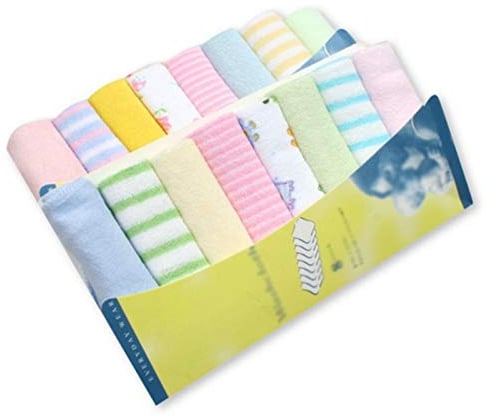 Joyivike 8 Pièces Serviettes pour Bébé - Carre Coton Bebe, Table Tissu Enfant, Réutilisable Toilette Bain Visage Bébé Lingette Lavable Debarbouillette Bebe