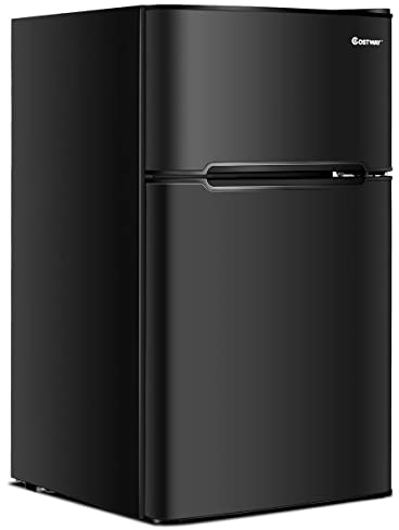 GOPLUS Réfrigérateur 90 L Combiné Réfrigérateur 63L avec Température Réglable 0 à 10 °C et Congélateur 27L avec Température de -15 °C et pour Maisons/Hôtels/Dortoirs, Noir