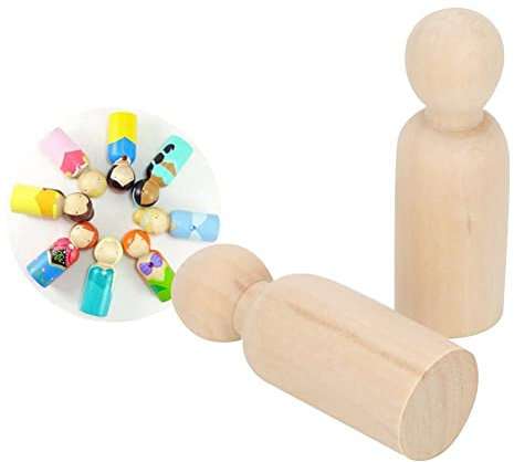 Hölzerne Peg Dolls Unvollendete Hölzerne Peg Dolls Set Bodies, 10pcs 75mm Male DIY Painting Dolls Wooden Children Painting Figure Toy Craft