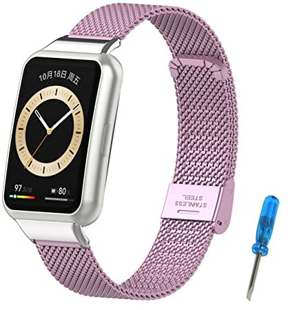 SenMore Correa Compatible con Huawei Watch Fit 2 & Watch Fit 2 Classic & Watch Fit 2 Elegant Pulsera de Repuesto Correas de Acero Inoxidable de Metal Pulseras para Huawei Watch Fit 2