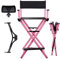 Lorvain Faltbarer Make-up-Künstler-Hocker, tragbar, hoch, zusammenklappbar, Regiestuhl, Aluminium-Make-up-Stuhl mit Kopfstütze für Studio, Salon, Schminktisch, Barhöhe, rosa Stuhl