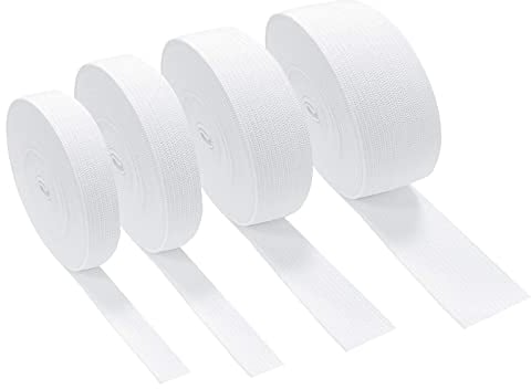 thirei 4 Pièces Elastique Couture, 2 M Bande élastique, Ruban élastique 10mm 20mm 30mm 40mm de Large, pour Pantalons Couture Bricolage Tissus Artisanaux, Blanc