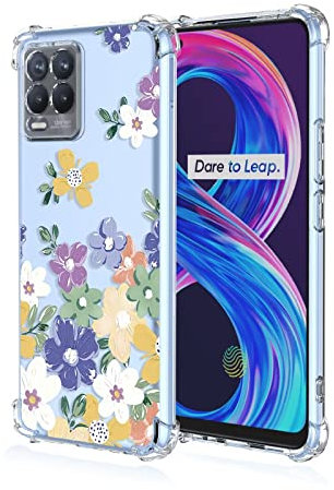 Topme Funda para Teléfono para Realme 8 / Realme 8 Pro (6.4 Inches), Funda para Teléfono Móvil con Patrón Pintado Transparente de Silicona Suave de TPU - Flores 4