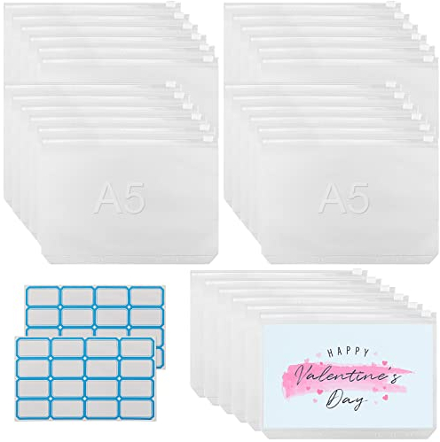 PINGEUI 30 Busta Portadocumenti Trasparenti A5 con cerniera, 6 fori, in PVC, impermeabili, per notebook A5, 21 x 15 cm