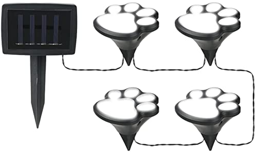 Bexdug Solar Pfotenabdruck,4 LEDs Pet Paw Print Outdoor-Solarleuchten für den Garten - Weiße LED-Lichtperlen, IP65 wasserdichte Solarleuchten für Gehwege im Gartenhof