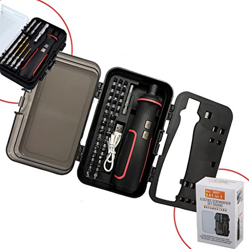 HUAHAT Electronic Precision Screwdriver Set LED Lights 41pcs in 1 Case S2 Alloy Steel HRC 56 Hardness Bits Space-saving Built-in 2000mAh Li-on Battery Easy Install or Remove